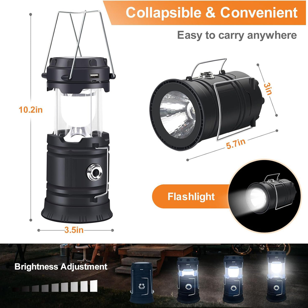 Portable Solar USB Camping Lantern Light