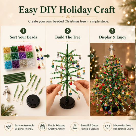 DIY Beaded Christmas Tree Craft Kit with Lights