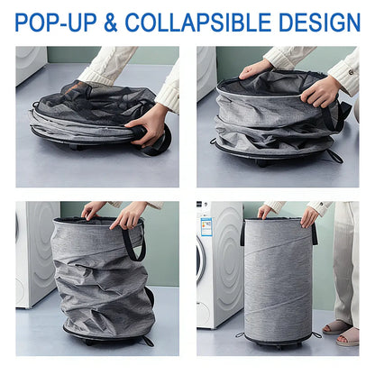 30Gal 109L Collapsible Laundry Baskets - Foldable Pop up Hampers for Laundry - Upgrade Oxford Laundry Hamper with Reinforced Handles for Bedroom, Bathroom, Kids Room, Dorm, Travel, Storage Organizer