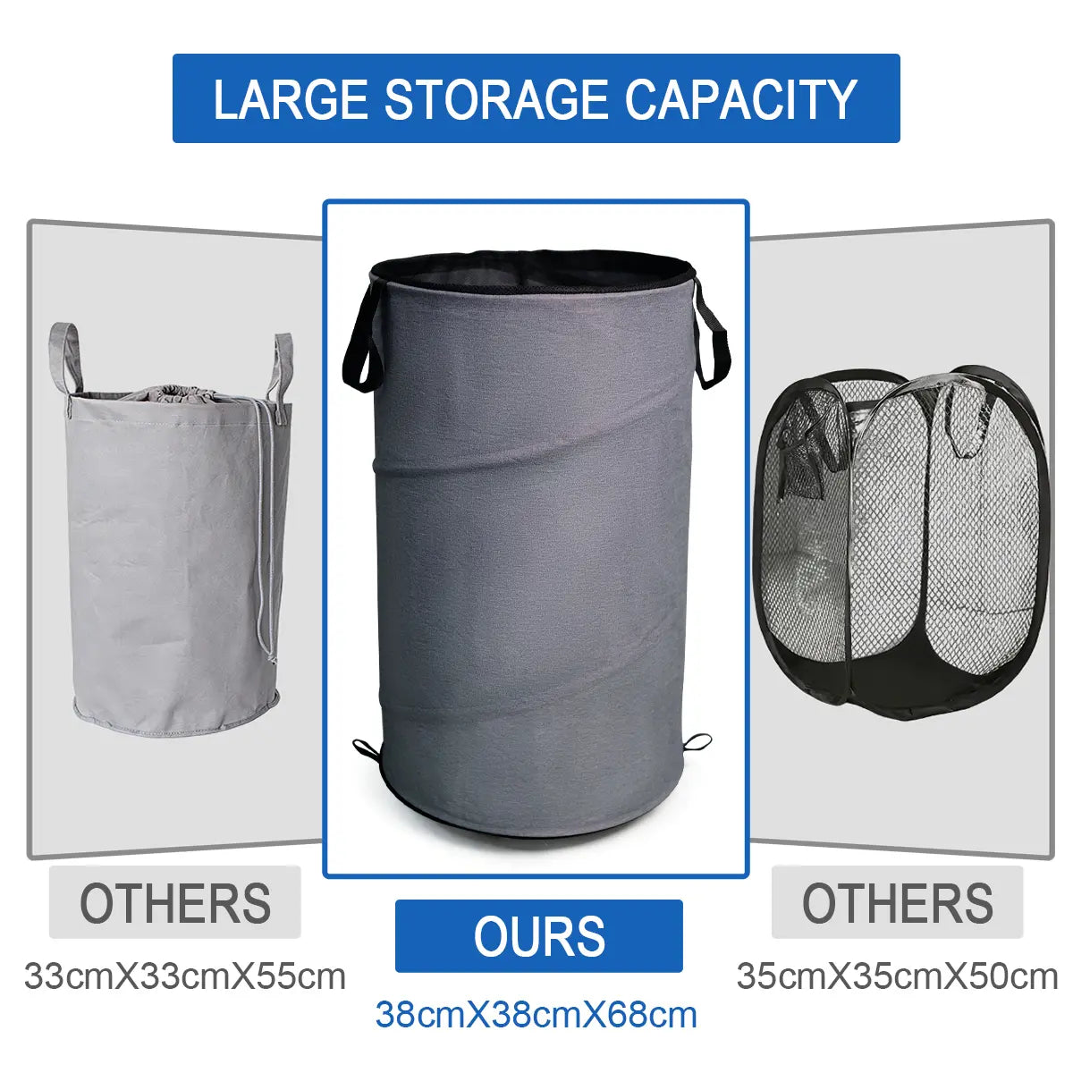 30Gal 109L Collapsible Laundry Baskets - Foldable Pop up Hampers for Laundry - Upgrade Oxford Laundry Hamper with Reinforced Handles for Bedroom, Bathroom, Kids Room, Dorm, Travel, Storage Organizer