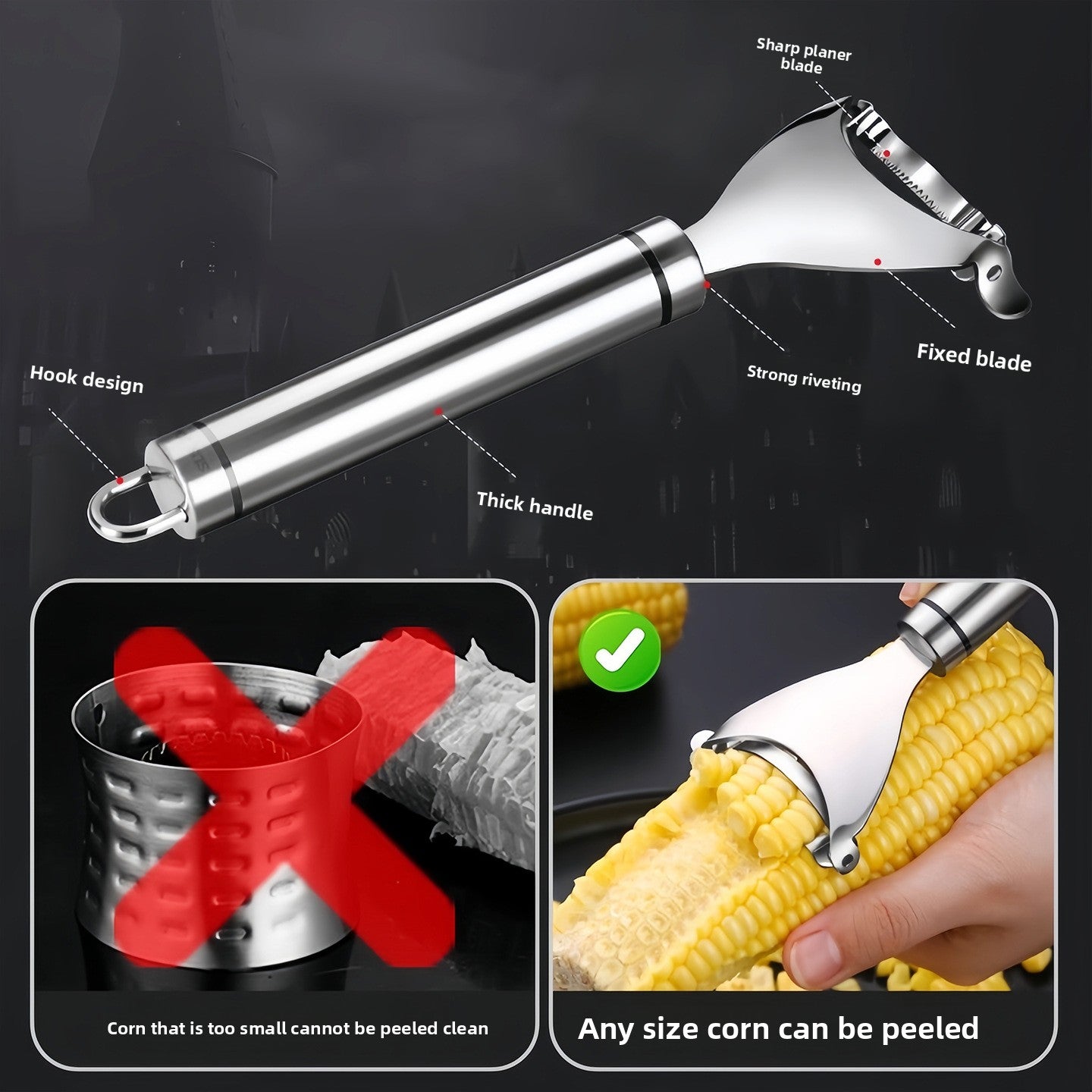 Stainless Steel Corn Peeler and Kernel Separator